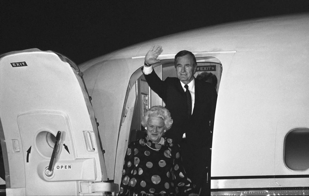 George H. W. Bush exiting Air Force One